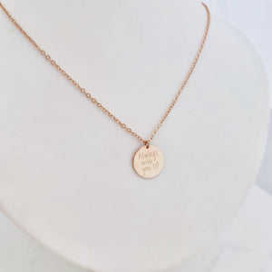 Handwriting Engraved Round Pendant Necklace