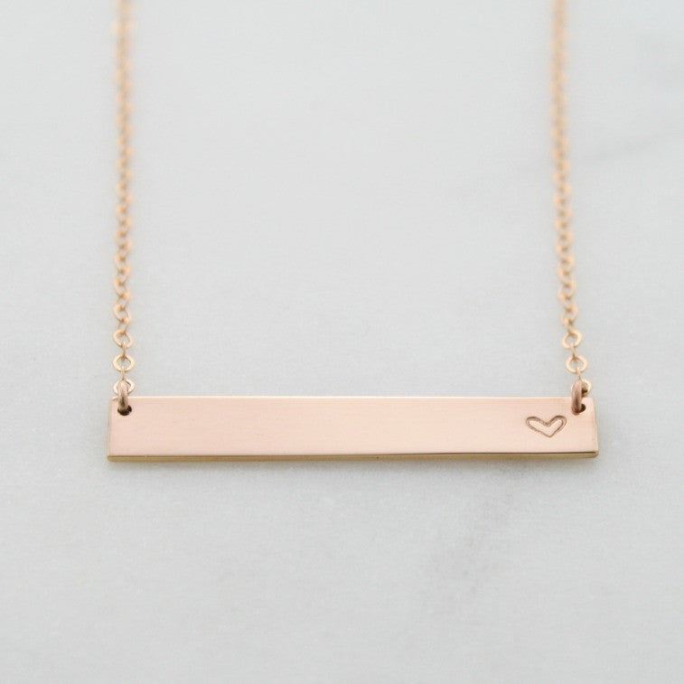 Rose Gold Heart Bar Necklace