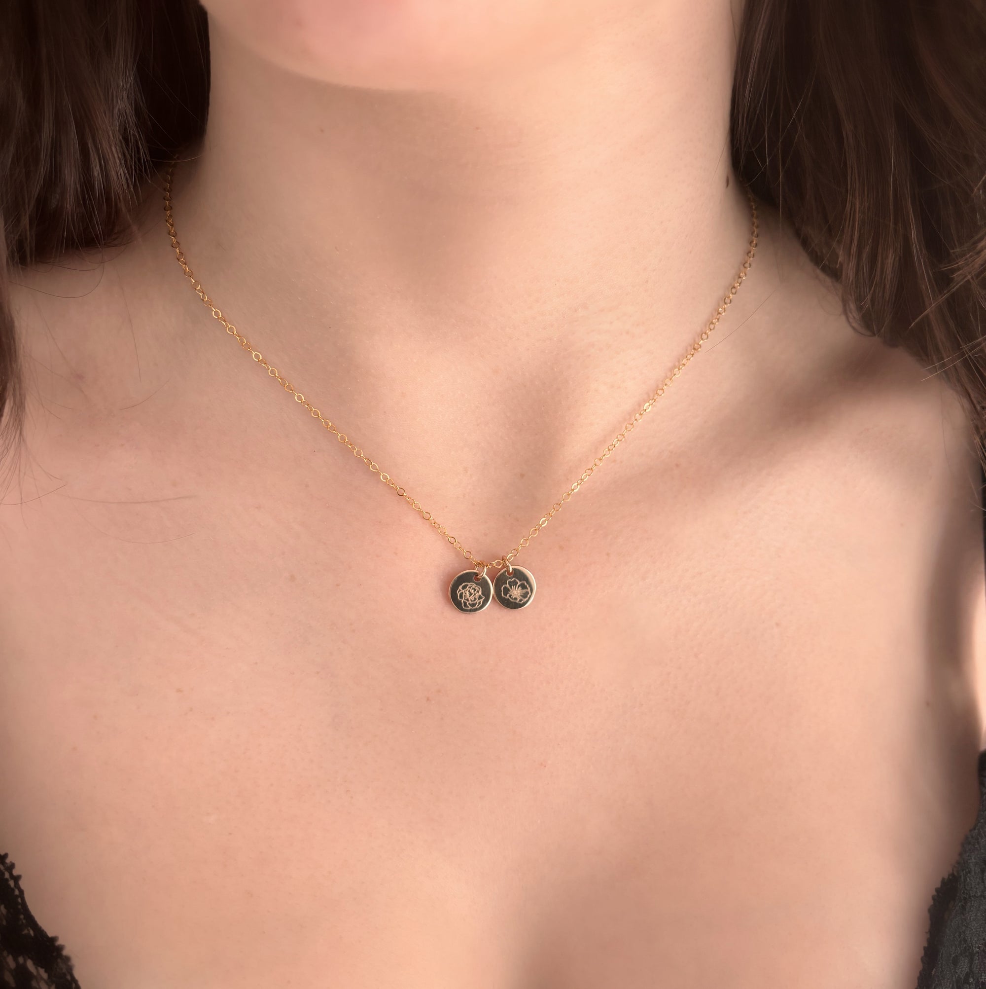Tiny Birth Flower Pendant Necklace