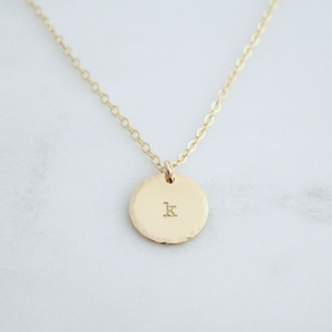 Hammered Edge Initial Necklace