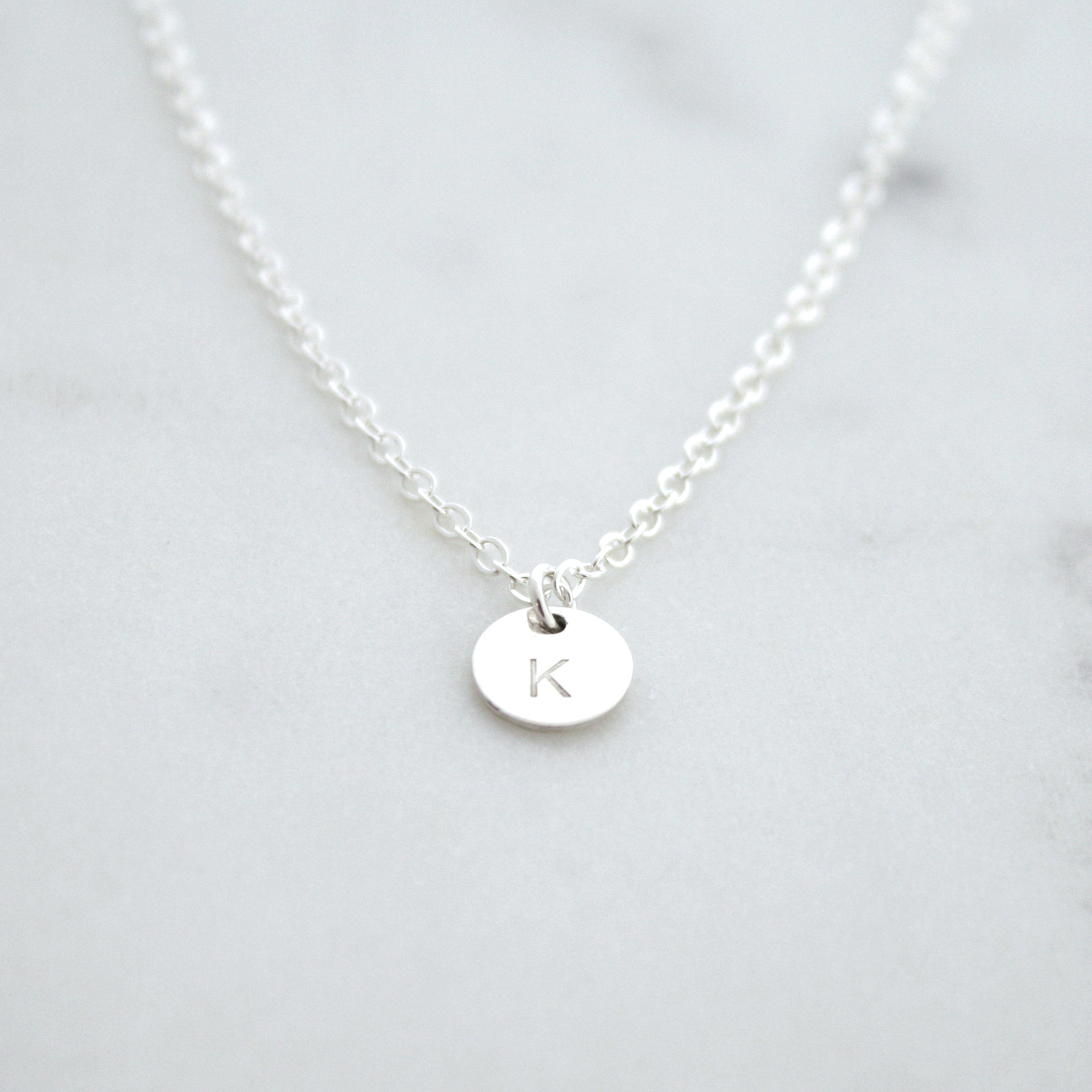 Tiny Sterling Silver Initial Necklace
