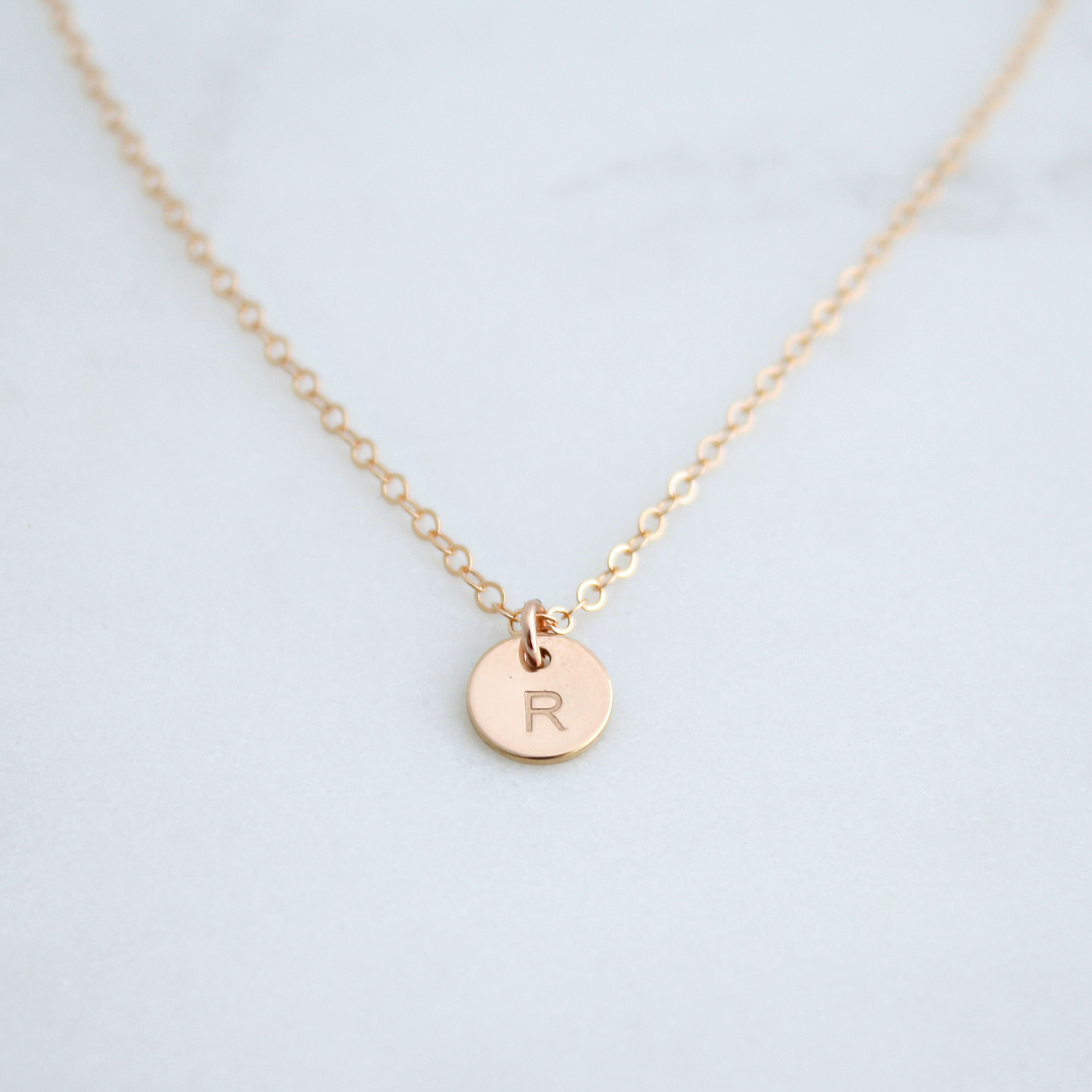 Tiny Rose Gold Initial Necklace