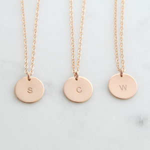 Double Sided Round Initial Pendant Necklace