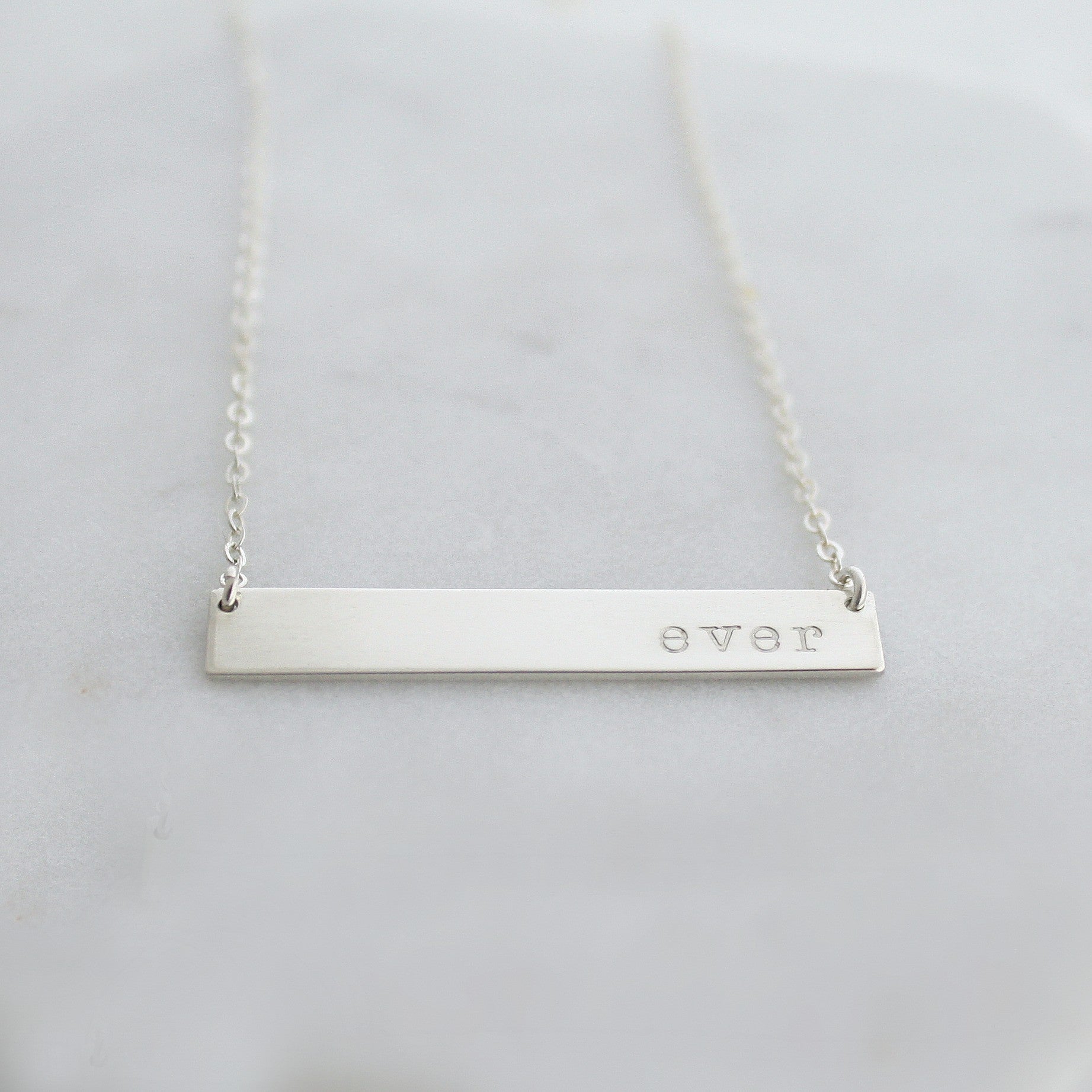 CJ - Engraved Silver Bar Chain Necklace | Mia Smantz