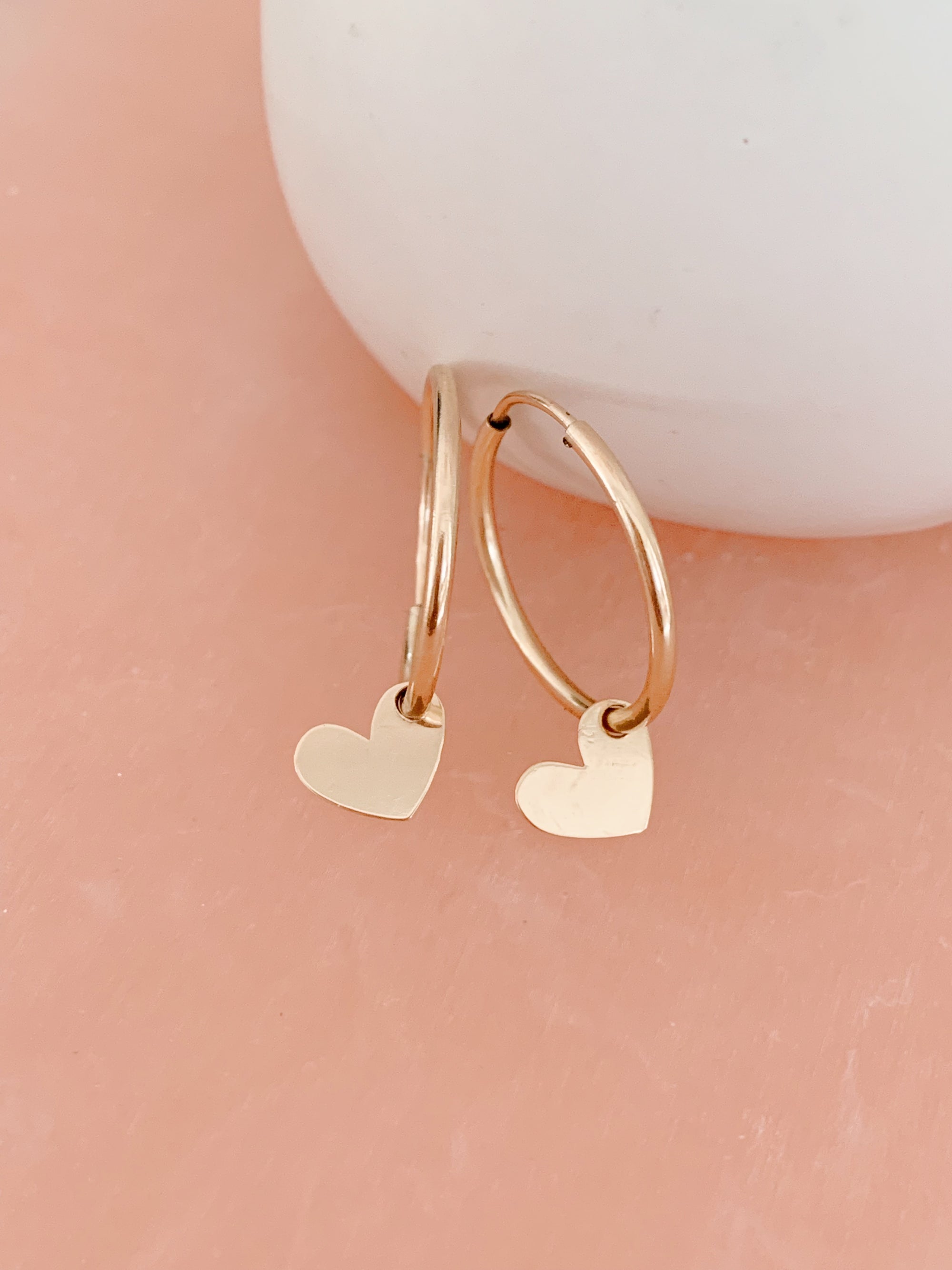 TINY HEART HOOP EARRINGS