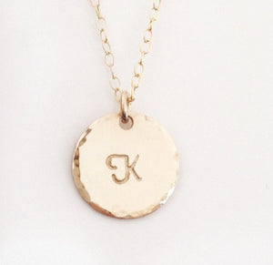 Hammered Edge Initial Necklace