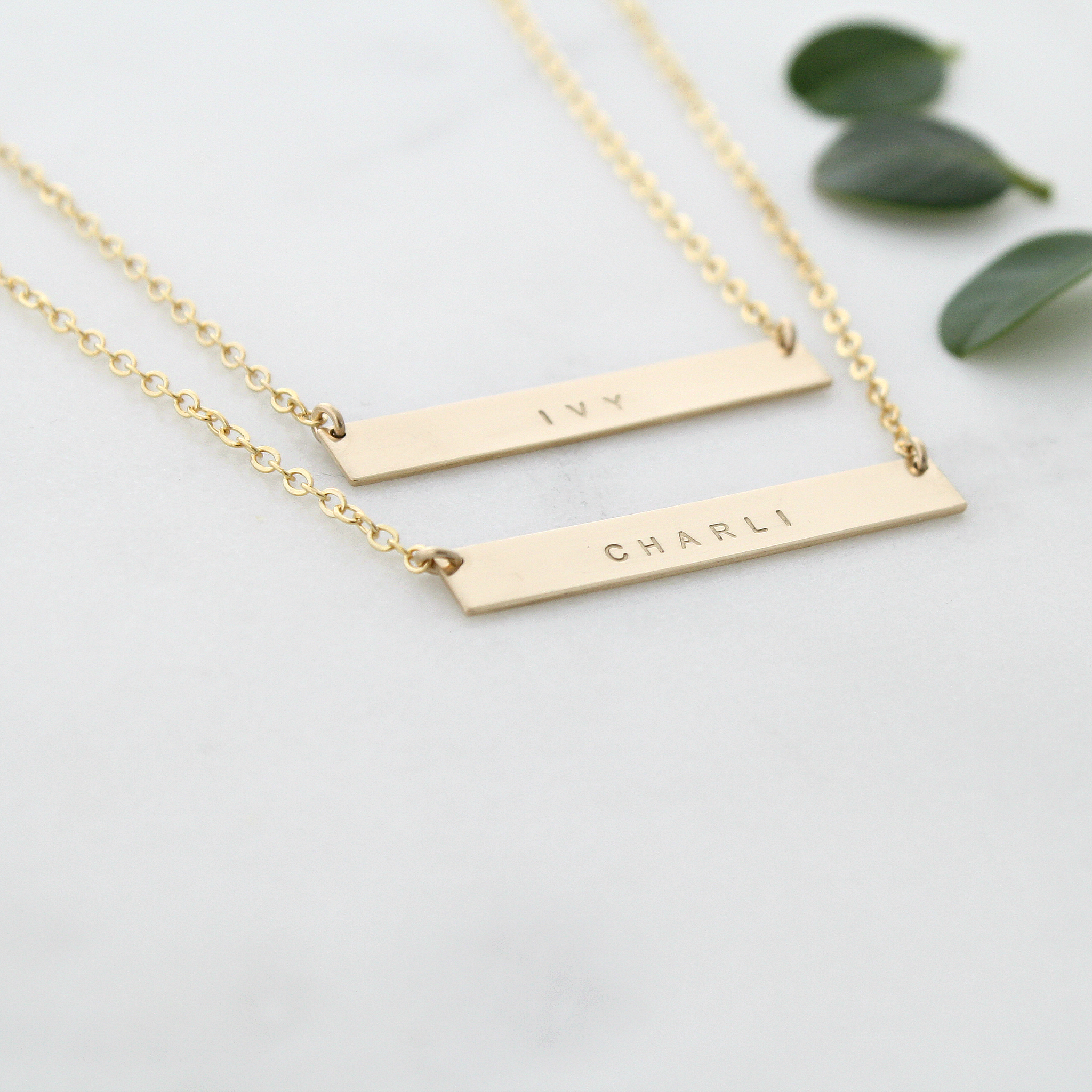 Gold Rose Gold Sterling Silver Layered Double Bar Necklaces