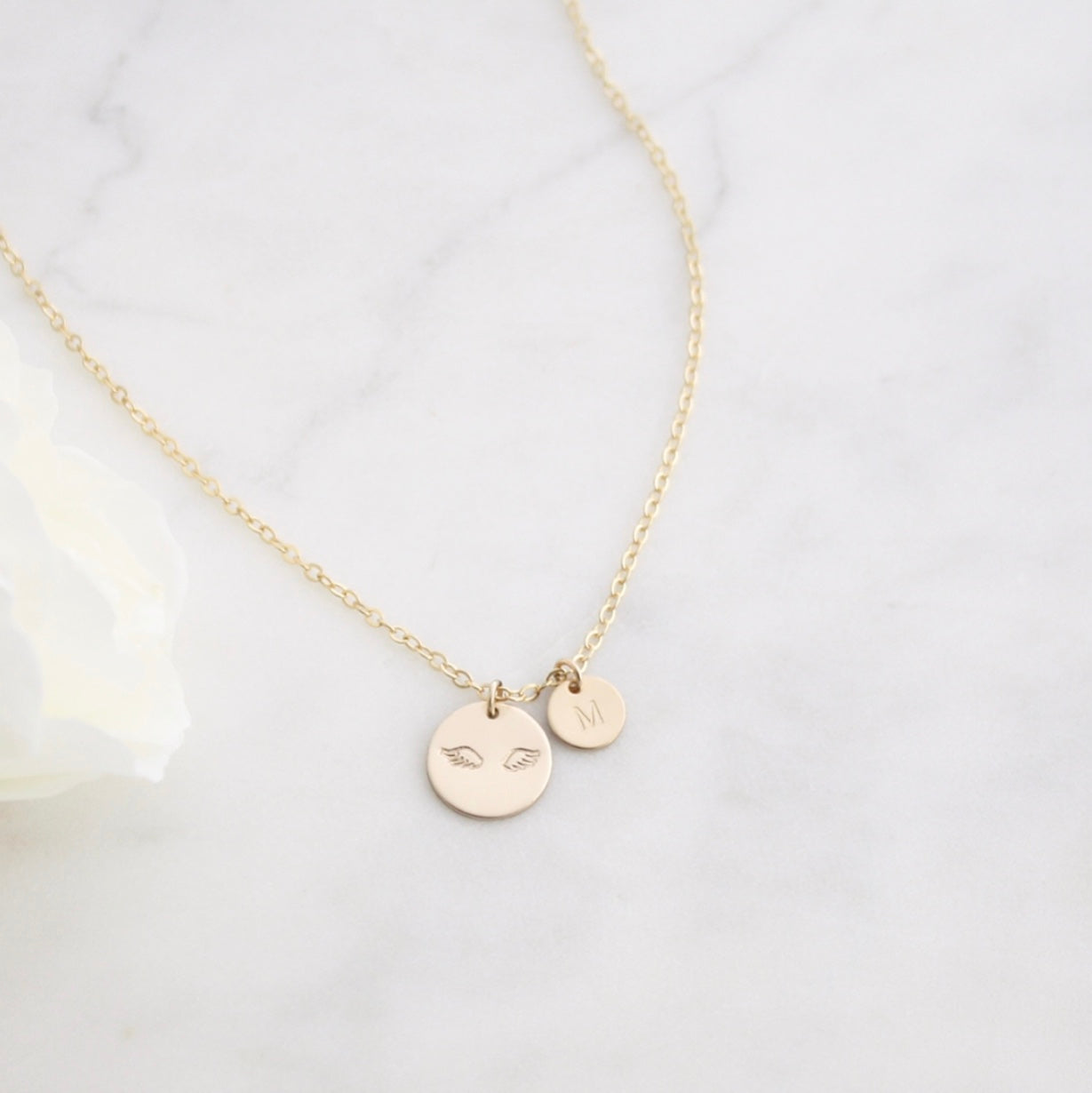 Angel wing necklace discount with initial