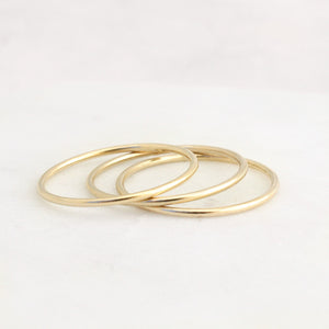Triple Stack Skinny Round Polished Rings - Sterling Silver / 14k Gold Filled / 14k Rose Gold Filled