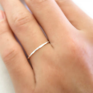 Skinny Hammered Ring - Sterling Silver / 14k Gold Filled / 14k Rose Gold Filled