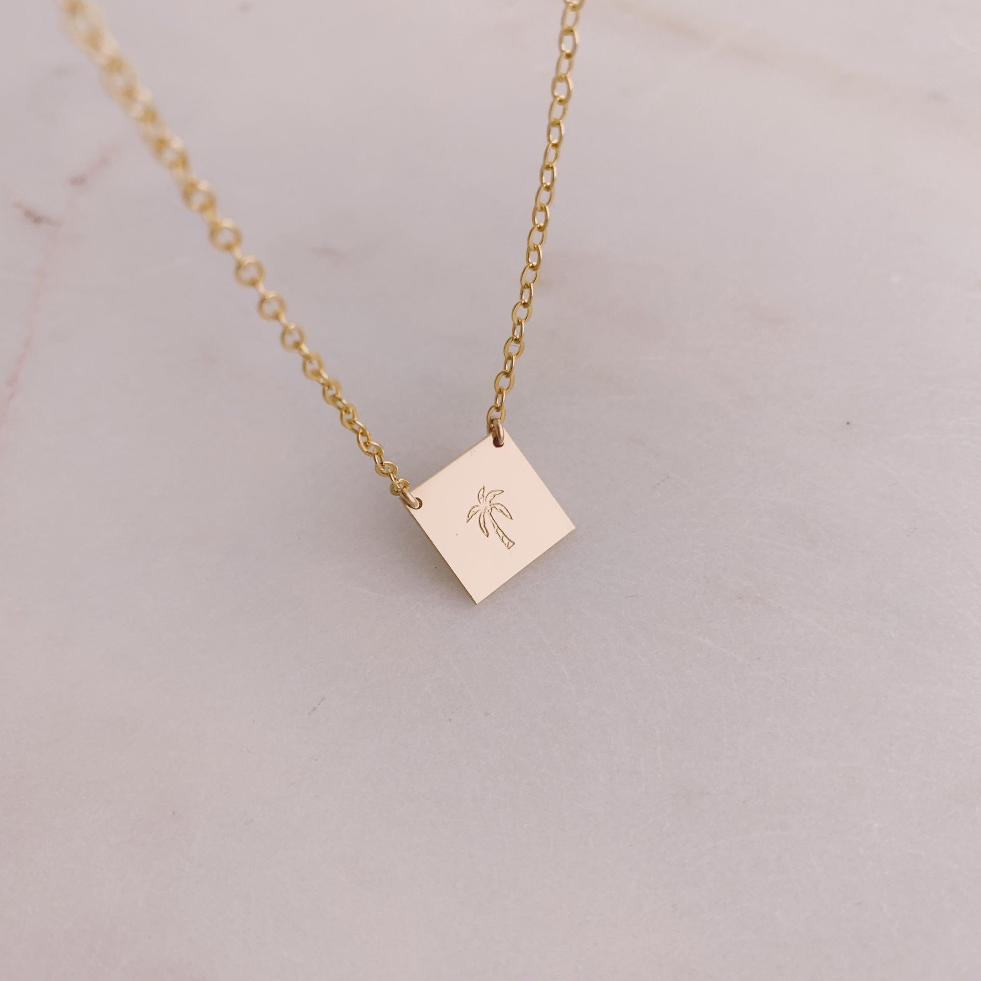 Palm Tree Square Necklace