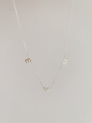 Sterling Silver Little Love Letters Three Initial Necklace