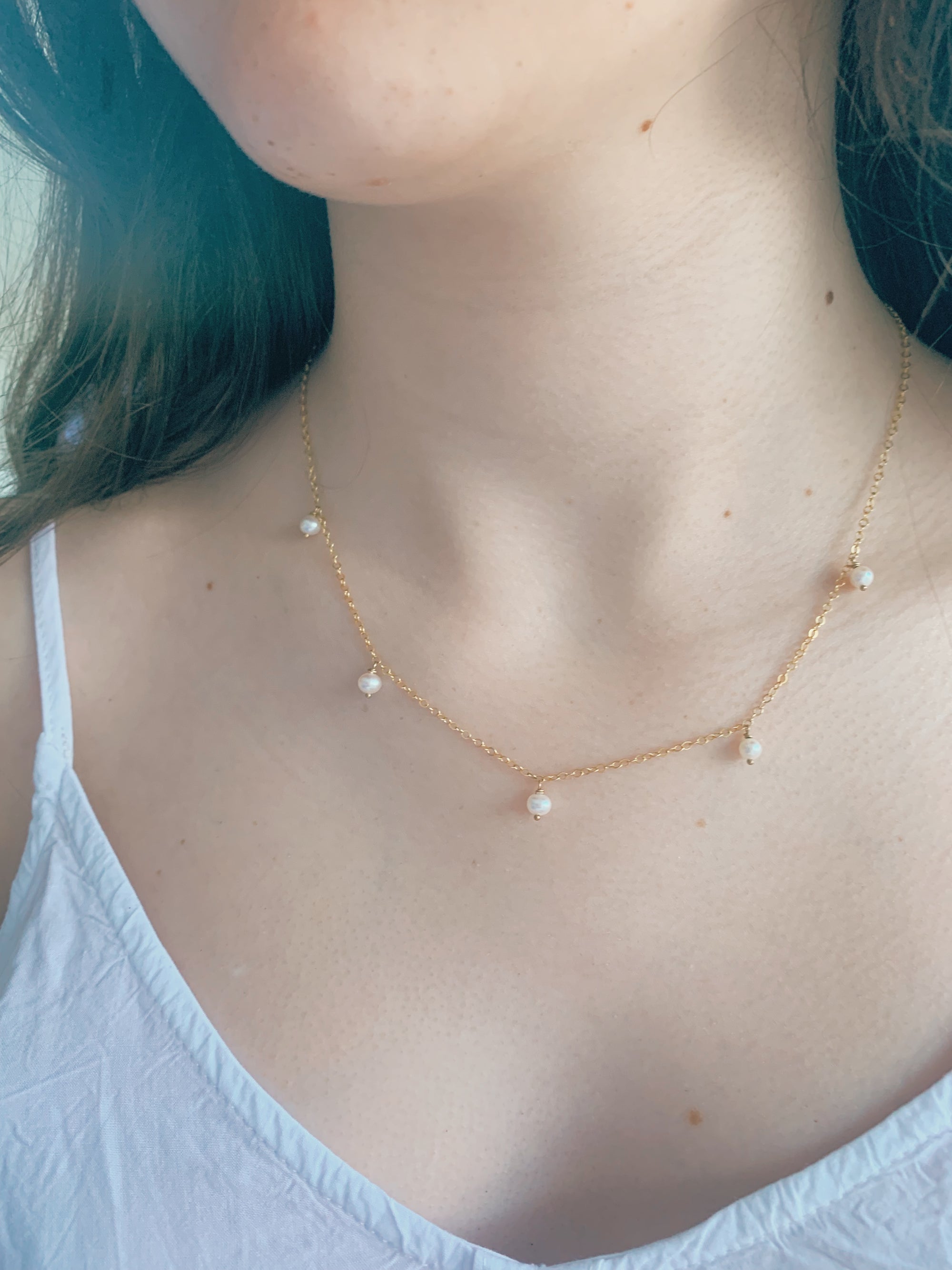 Freshwater Pearl Delicate Chain Necklace