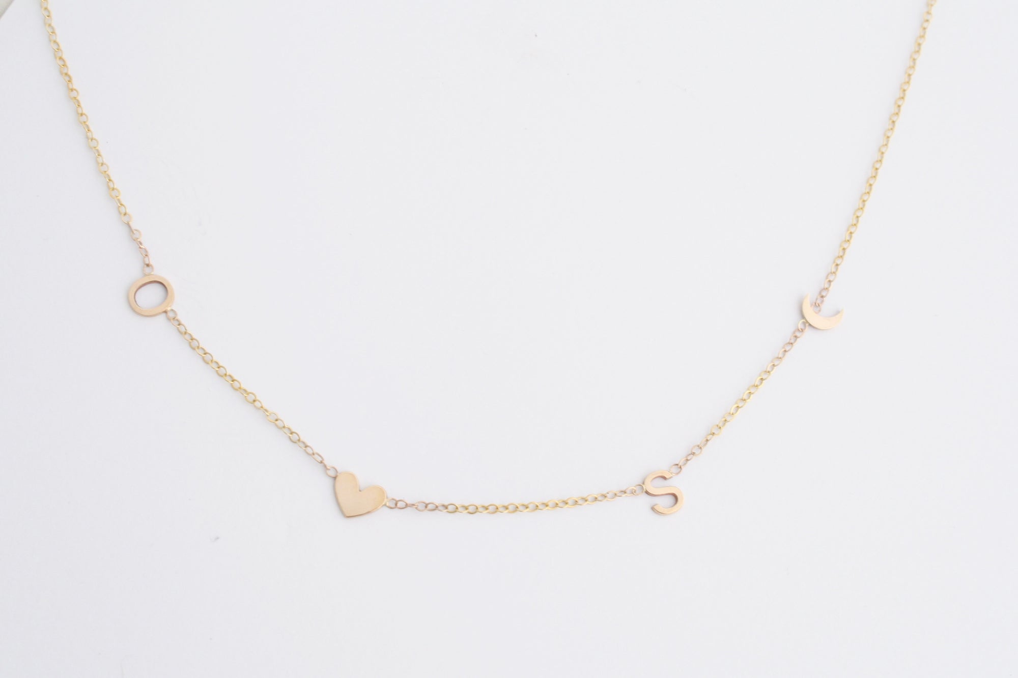 10k Gold Little Love Letters Four Initials Necklace Eden Zoe