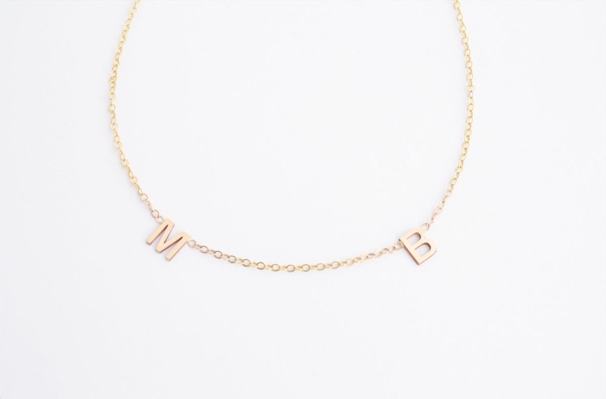 10k Gold Little Love Letters Two Initial Necklace