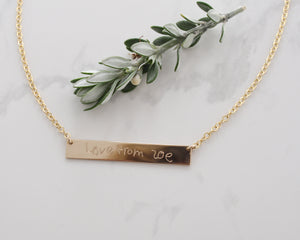 Handwriting Engraved Bar Necklace
