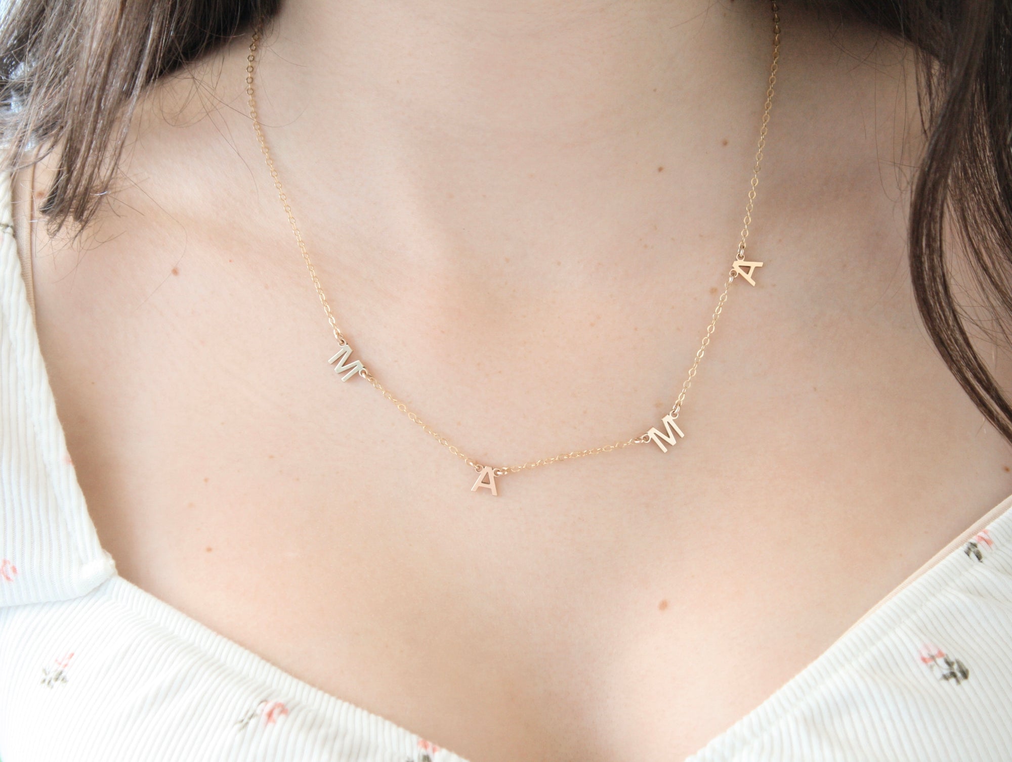 'M A M A'  10k Gold Letter necklace