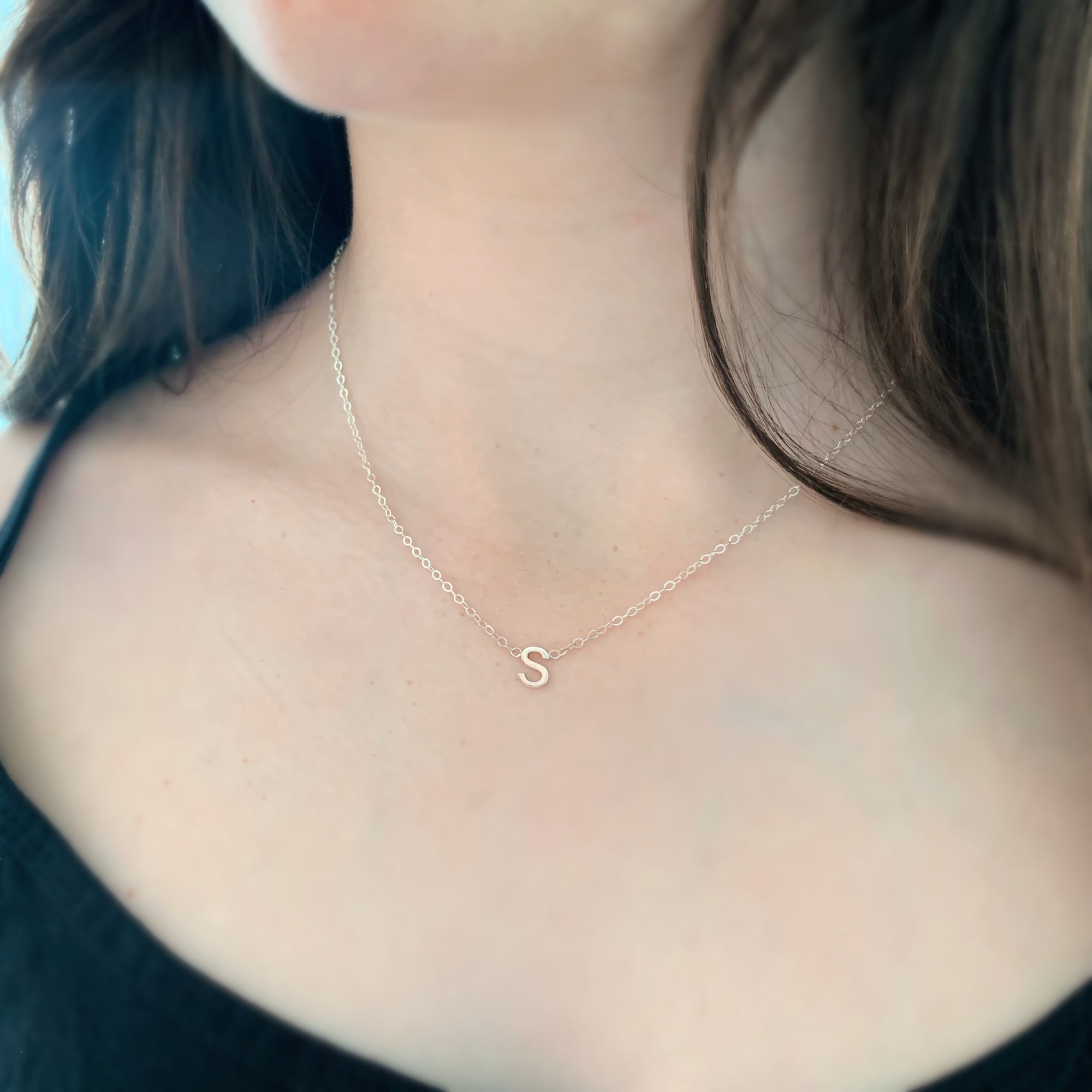 Sterling Silver Little Love Letters Single Initial Necklace