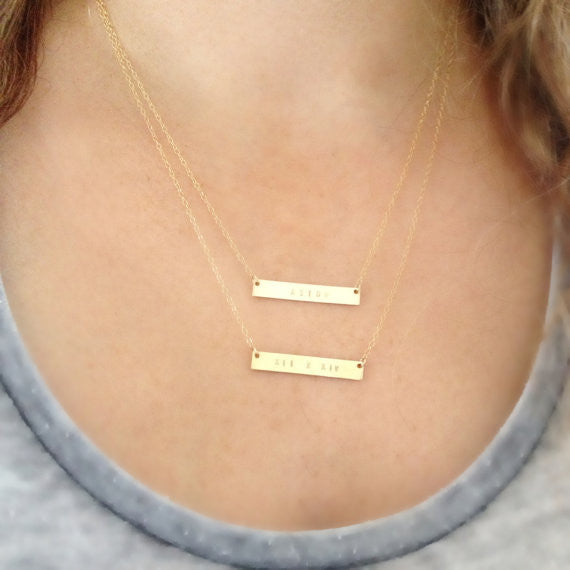 Layered gold cheap bar necklace