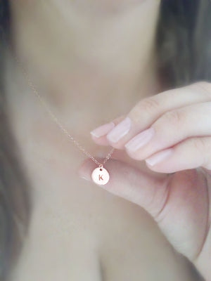 Tiny Rose Gold Initial Necklace