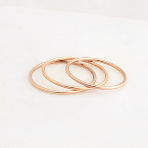 Triple Stack Skinny Round Polished Rings - Sterling Silver / 14k Gold Filled / 14k Rose Gold Filled