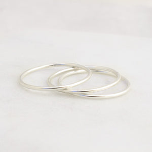 Triple Stack Skinny Round Polished Rings - Sterling Silver / 14k Gold Filled / 14k Rose Gold Filled